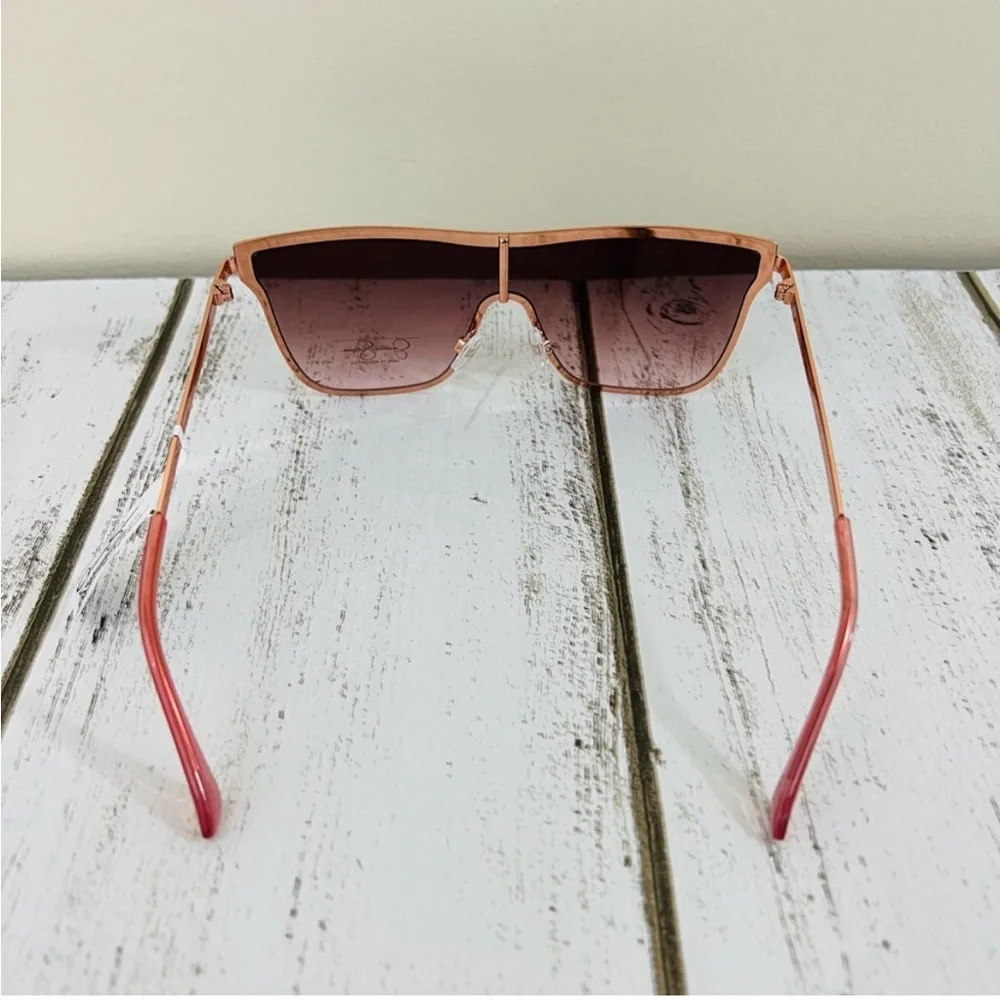 Jessica Simpson Rose Gold Metal Frame Square Shield Sunglasses Eyewear J6100 - Picture 5 of 14